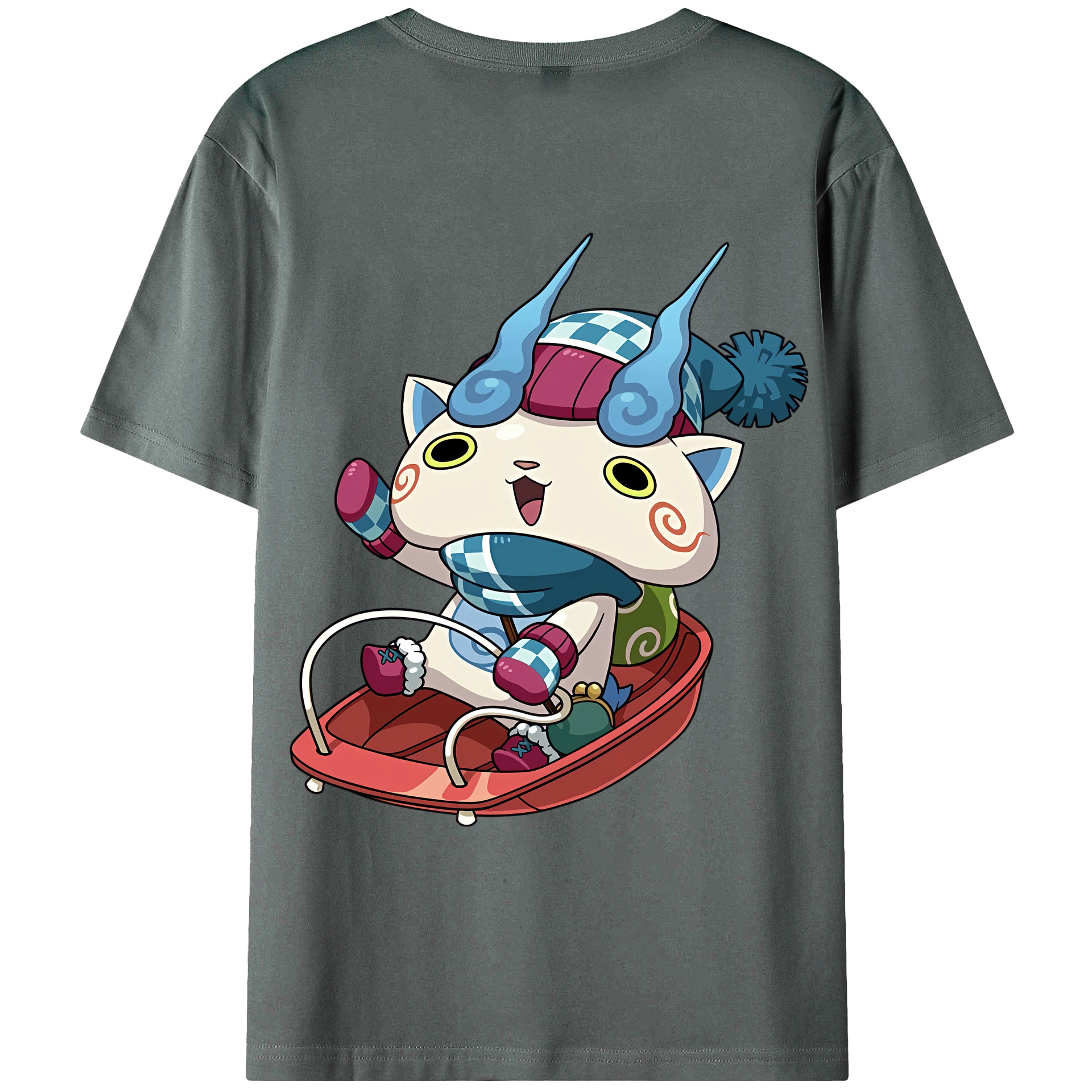 （画像用） 妖怪ウォッチ Yo-kai Watch 綿100％ メンズ半袖Tシャツ（バックプリント） 通気性